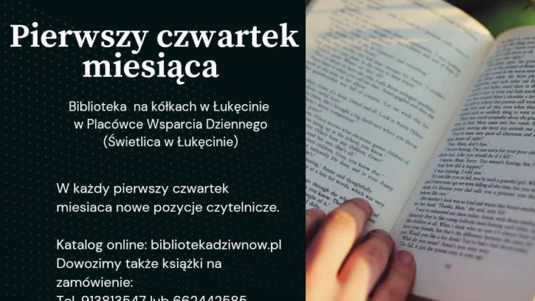 Biblioteka na Kołach w Placówce Wsparcia Dziennego -Świetlica w Łukęcinie.