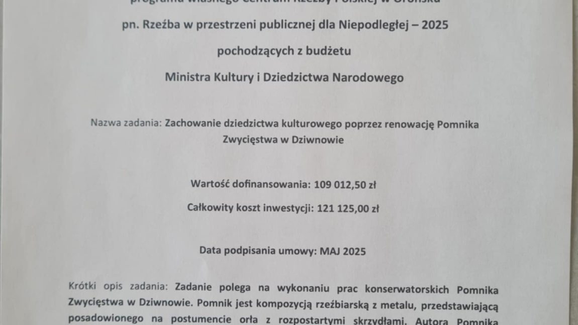 Program „Rzeźba w przestrzeni publicznej dla Niepodległej-2025”
